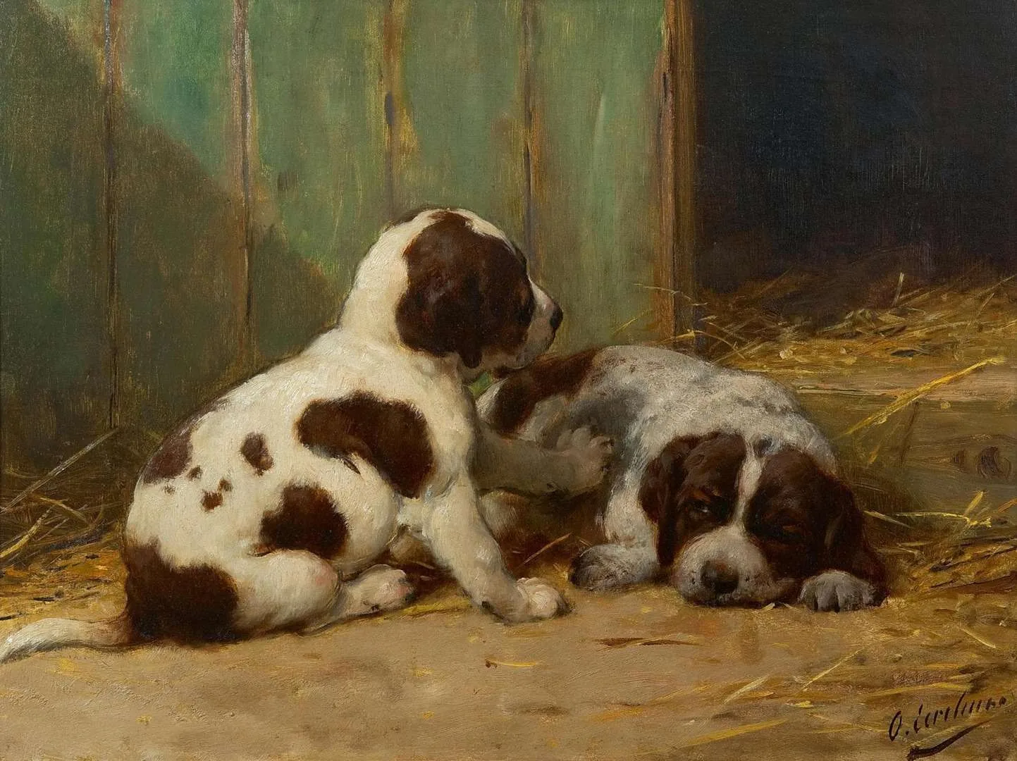 Otto Eerelman Twee Sint Bernard puppies