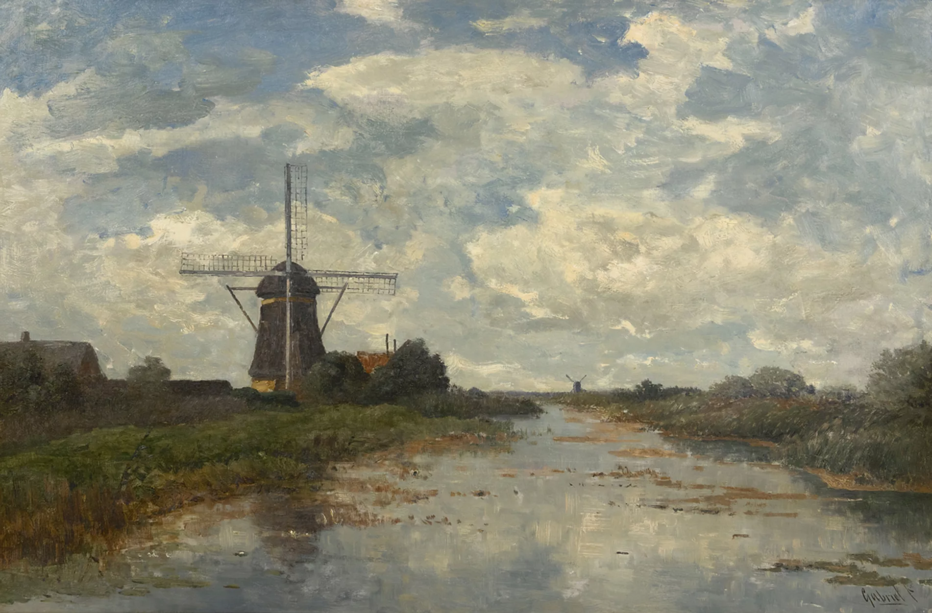 Paul Gabriël: Een molen aan de poldervaart bij Abcoude