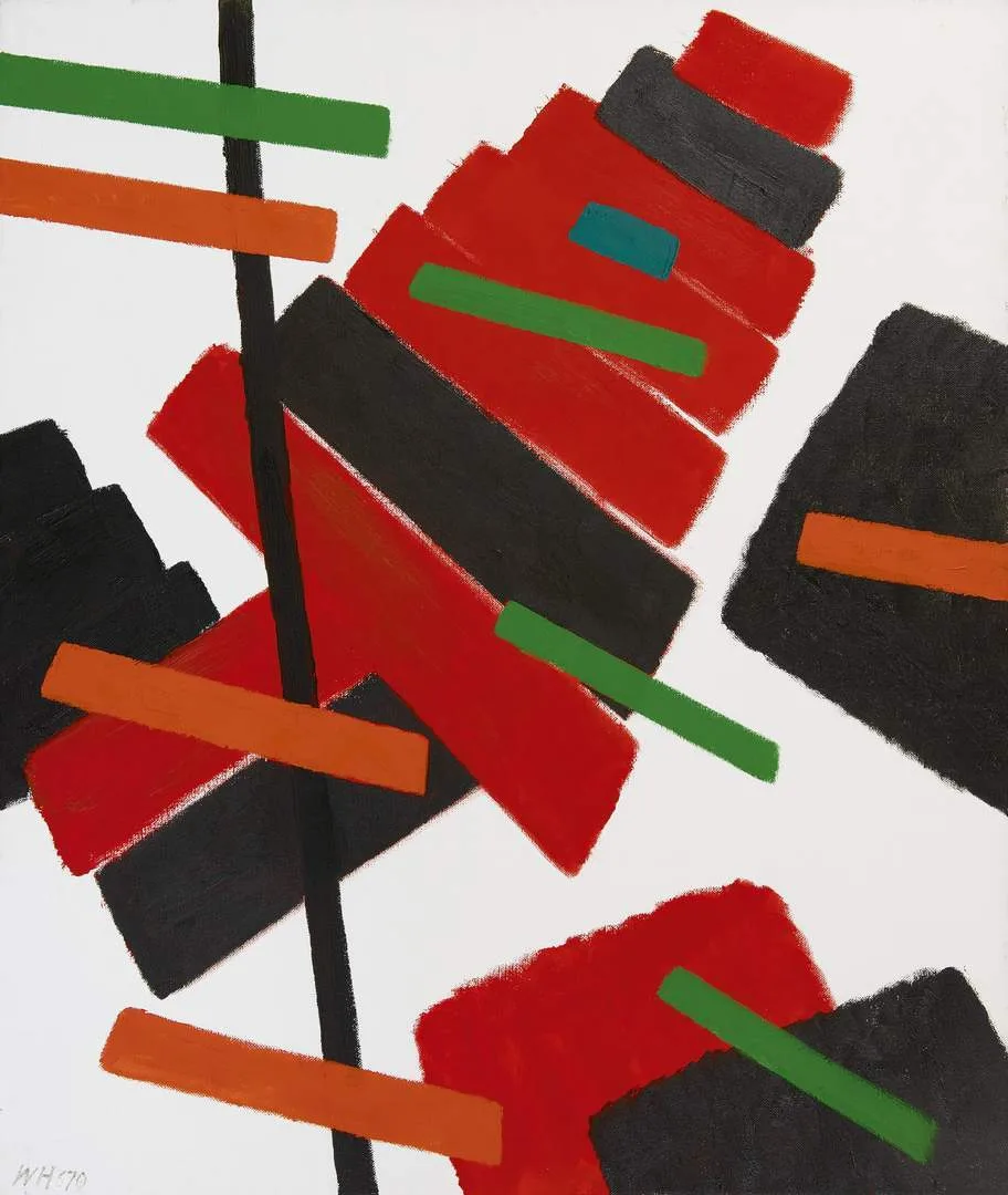 Willem Hussem: Compositie met rood, groen en zwart