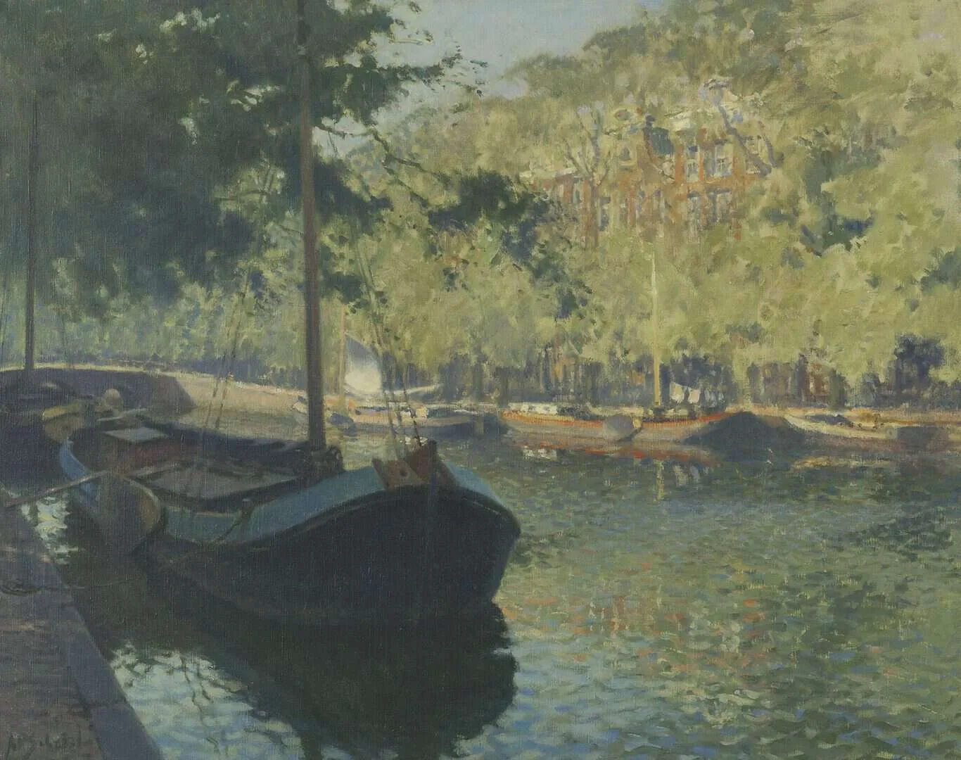 Anthonie Pieter Schotel: De Herengracht in Amsterdam op een zonnige dag