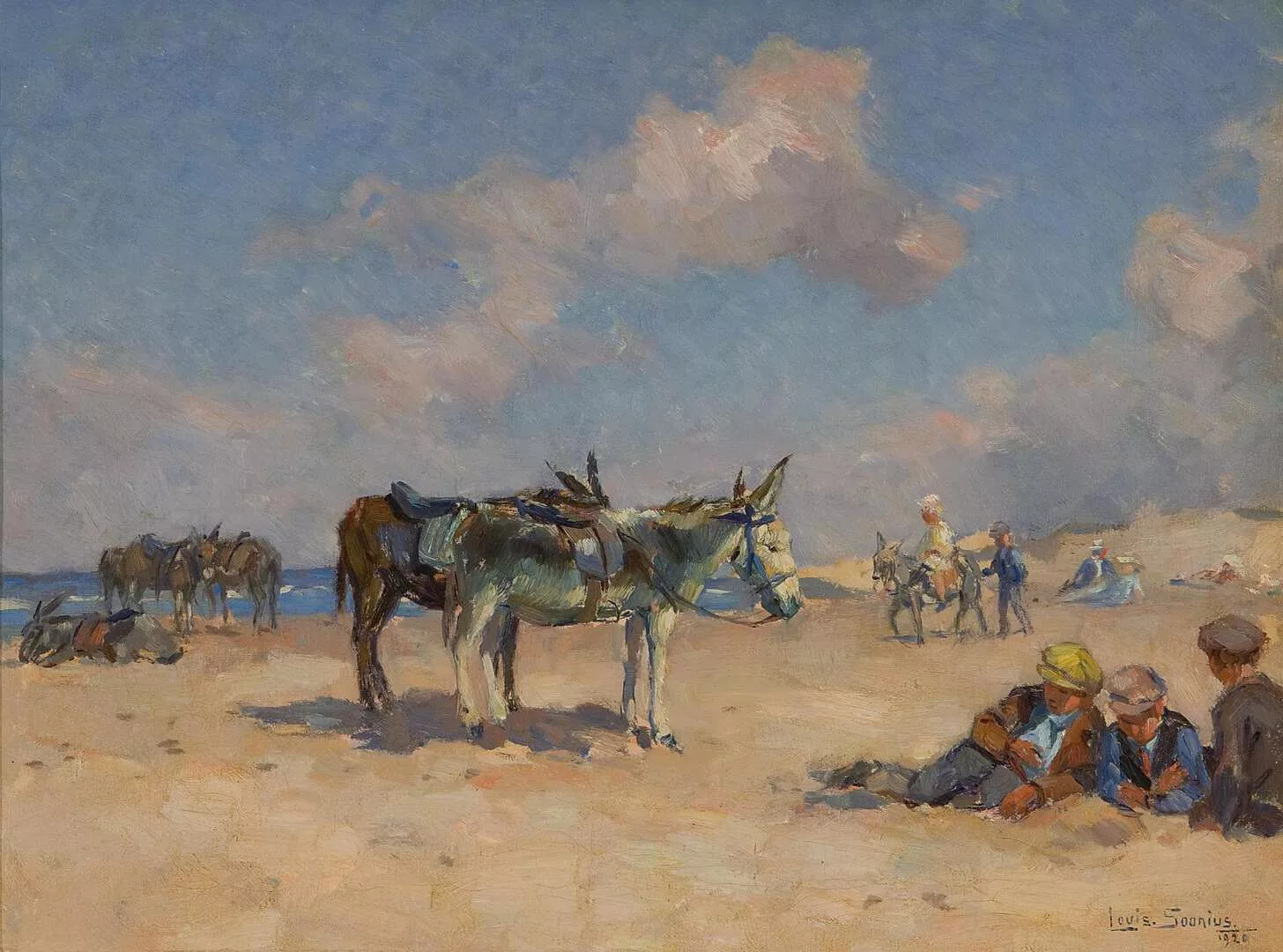Louis Soonius: Ezeltjes op het strand
