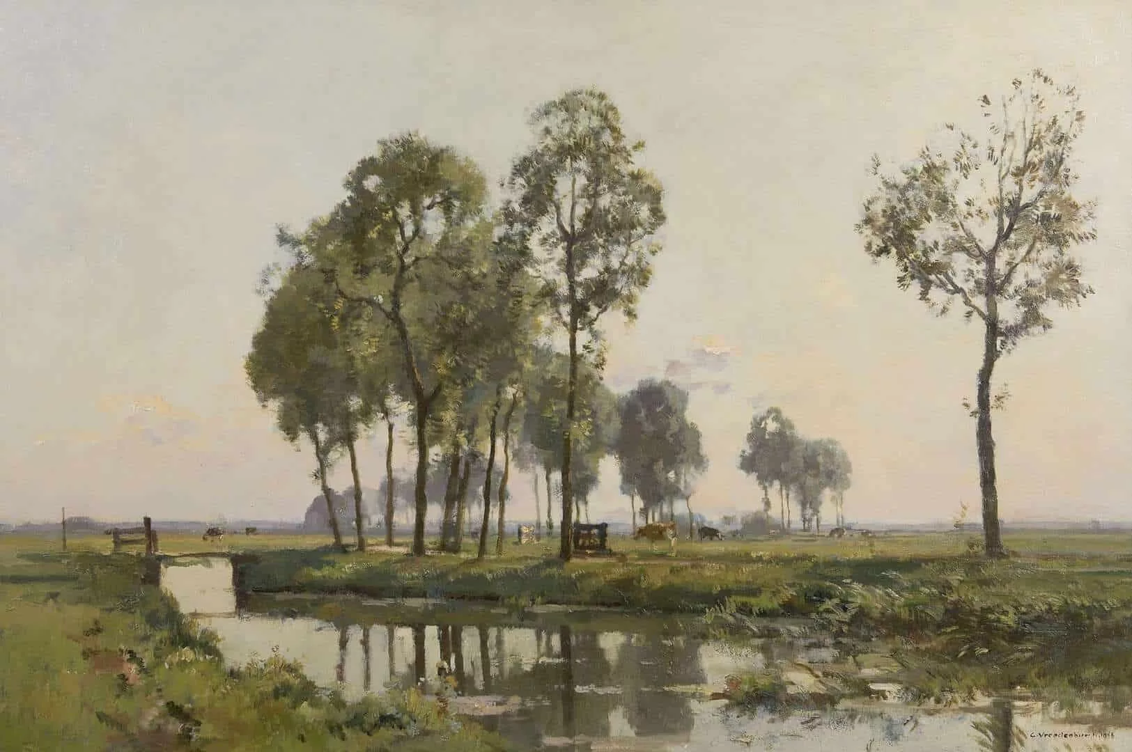 Cornelis Vreedenburgh: Koeien in een zonnig landschap bij Bunschoten
