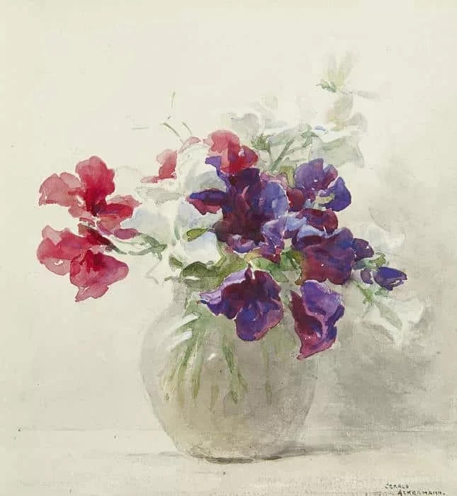 Arthur Gerald Ackermann Lathyrus in een glazen vaasje
