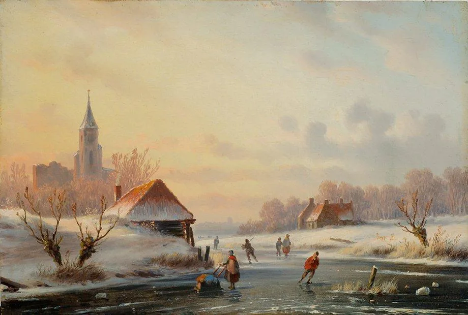 Carl Eduard Ahrendts I Jsgezicht met schaatsers