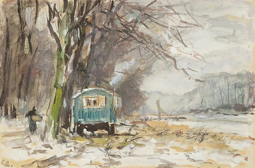 Louis Apol: Winterlandschap met kar