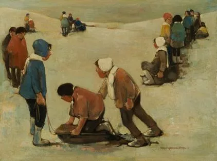 Willem van den Berg: Sleeën in de sneeuw