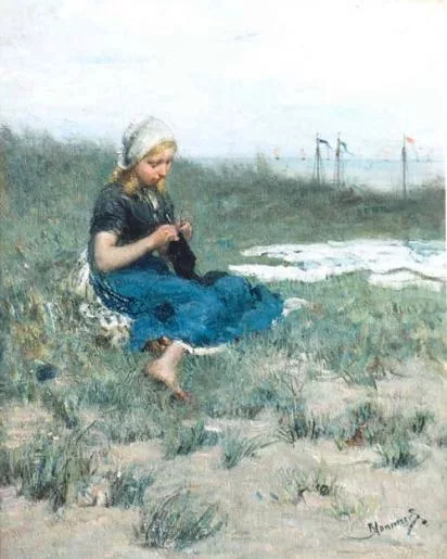 Bernardus Johannes Blommers: Breiend vissersmeisje in de duinen