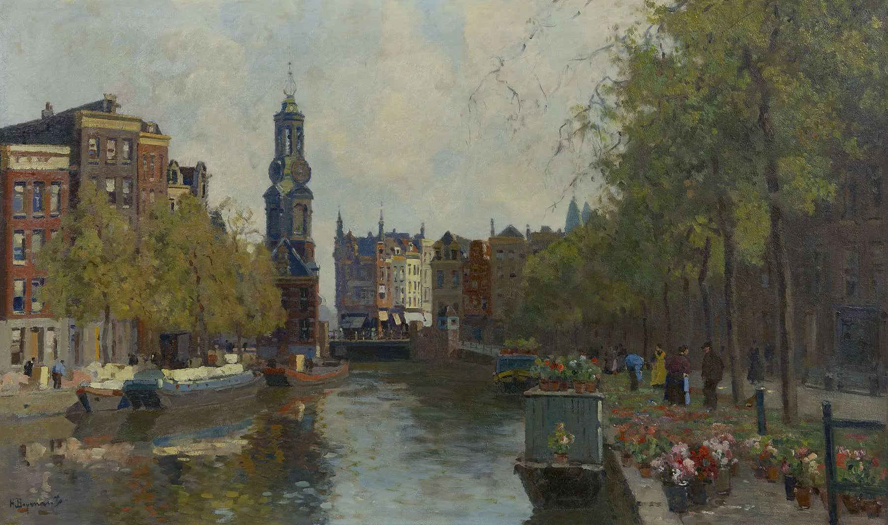 Herman Bogman: De bloemenmarkt aan het Singel te Amsterdam