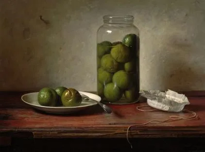 Johannes Hendrik Eversen: Groene walnoten in een glazen pot