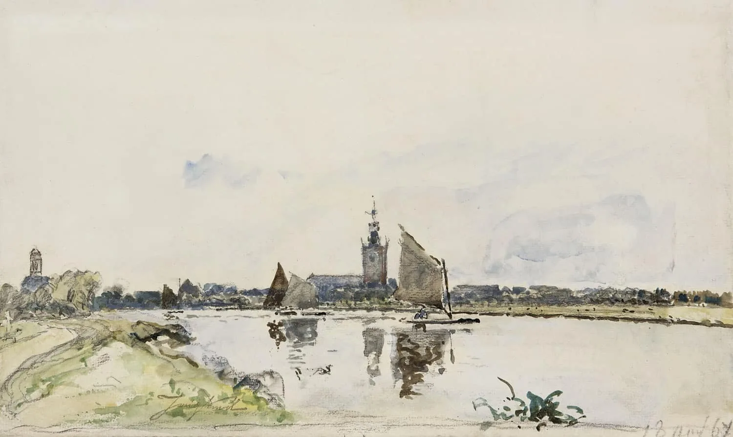 Johan Barthold Jongkind: Gezicht op Overschie