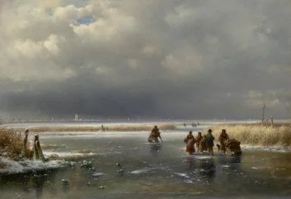 Lodewijk Johannes Kleijn: Schaatser en wandelaars op het ijs