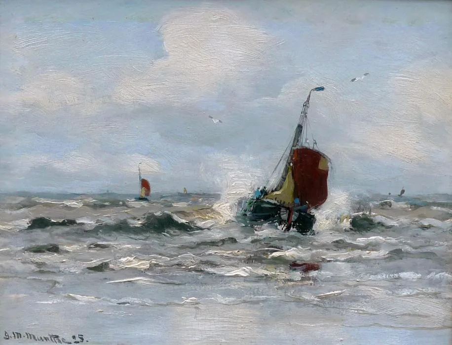 Gerhard Arij Ludwig 'Morgenstjerne' Munthe: Katwijkse vissersschepen op zee