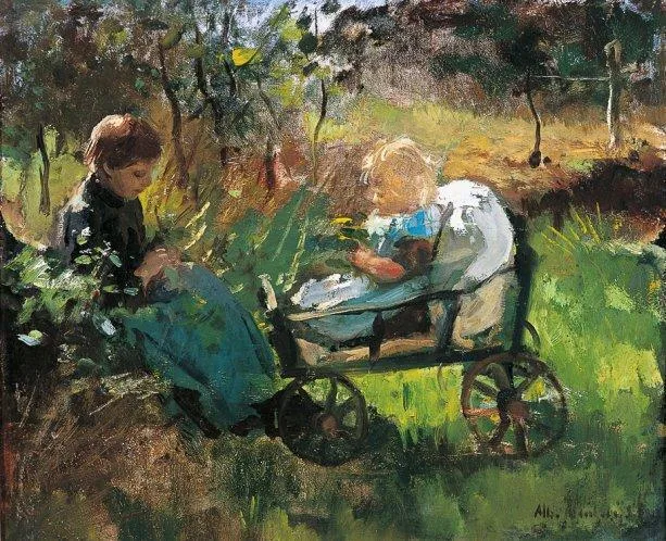Albert Neuhuys: Twee kinderen in de tuin