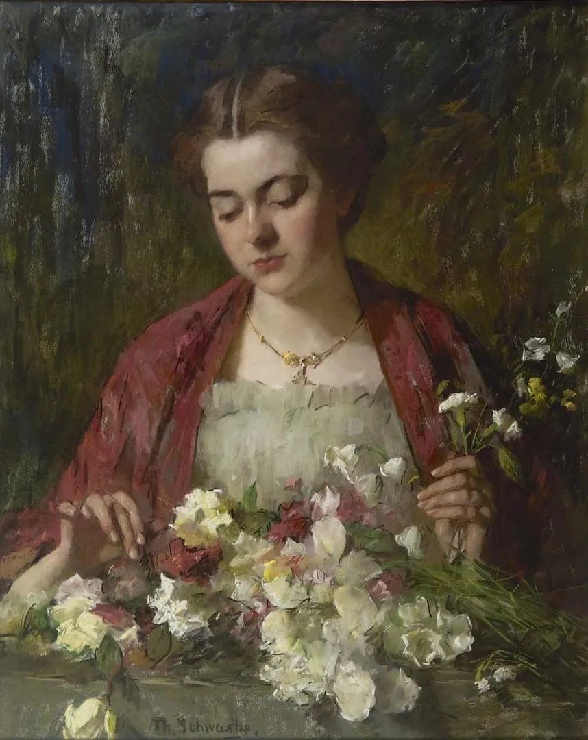 Sorella Ansingh bloemen schikkend