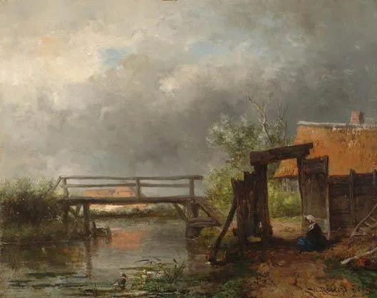 Willem Roelofs: Meisje bij de vaart