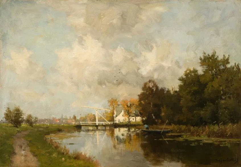 Fredericus Jacobus van Rossum du Chattel: Vissersbootje op de Vecht bij Loenen
