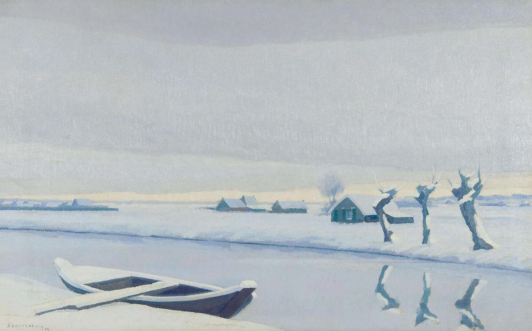 Dirk Smorenberg: Winterlandschap met drie knotwilgen