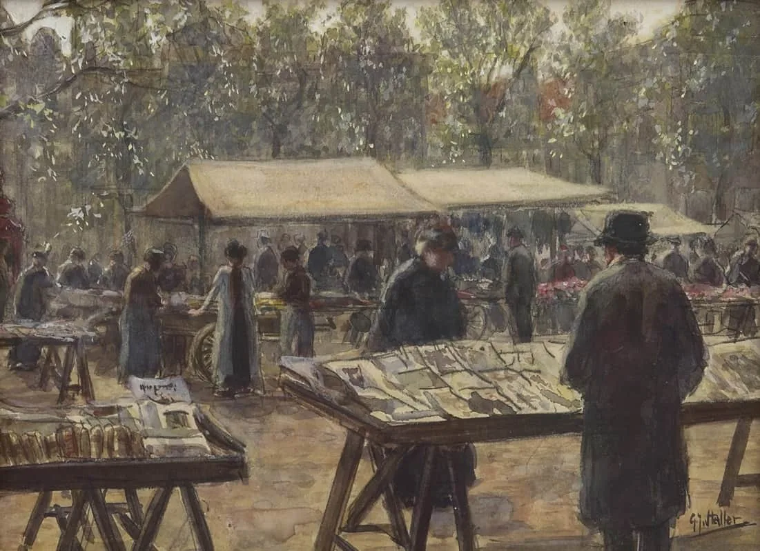 Gerard Johan Staller: De boekenmarkt op het Waterlooplein in Amsterdam