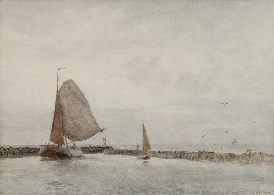 Willem Bastiaan Tholen: Havengezicht met zeilboten