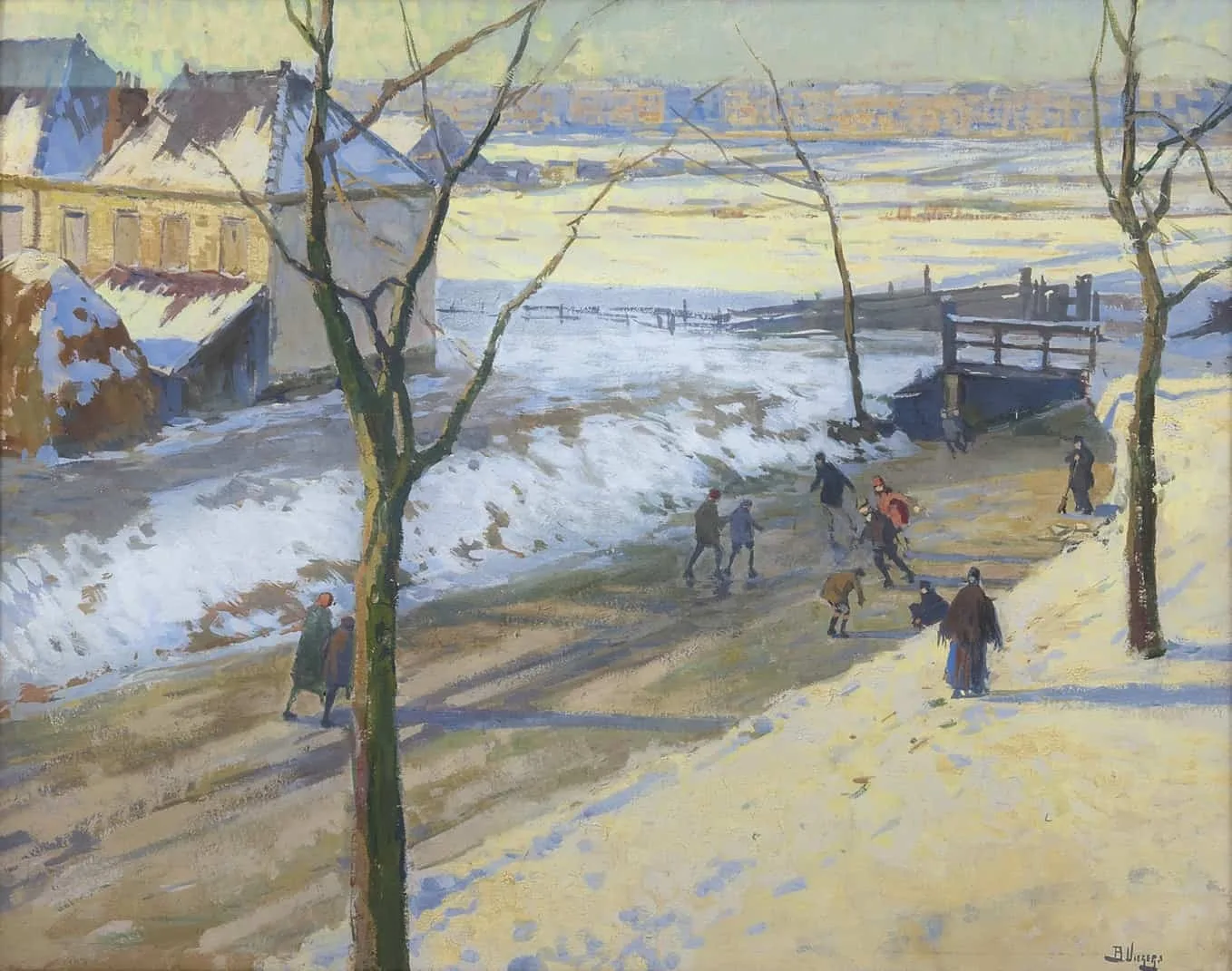 Ben Viegers: Schaatsers bij De La Reyweg, Den Haag