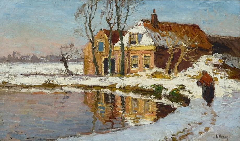 Ben Viegers: Huisje te Loosduinen in de winter
