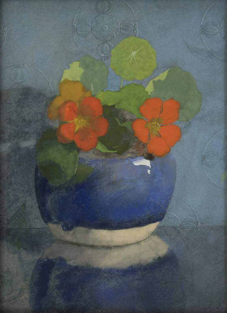 Jan Voerman sr: Oost-Indische kers in een blauwe gemberpot