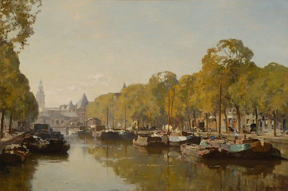 Cornelis Vreedenburgh: Gezicht op de Nieuwmarkt gezien vanaf de Gelderskade, Amsterdam1935
