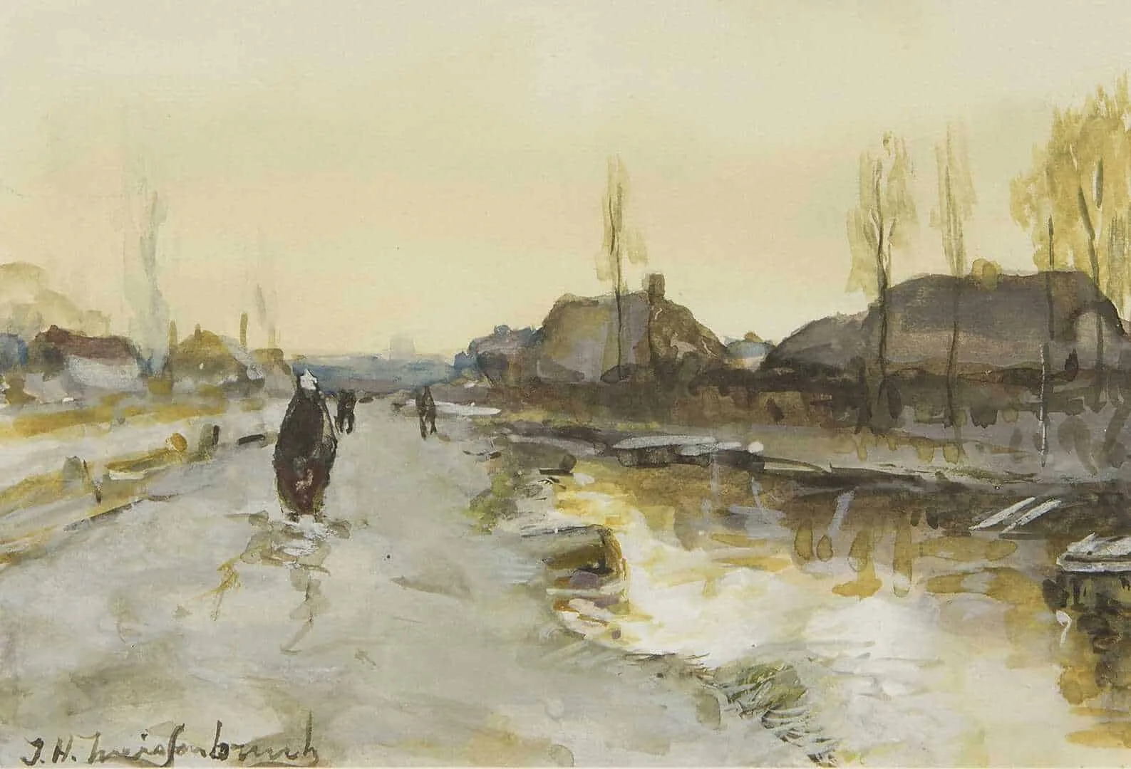 Hendrik Johannes Weissenbruch: Langs een winterse vaart bij Noorden