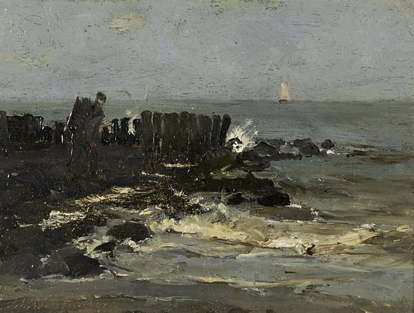 Hendrik Johannes Weissenbruch: Een mosselsteker op een pier