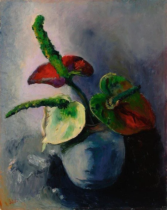 Jan Wiegers: Anthuriums in een vaas