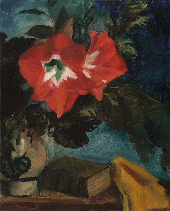 Piet van Wijngaerdt: Rode amaryllis in een vaas