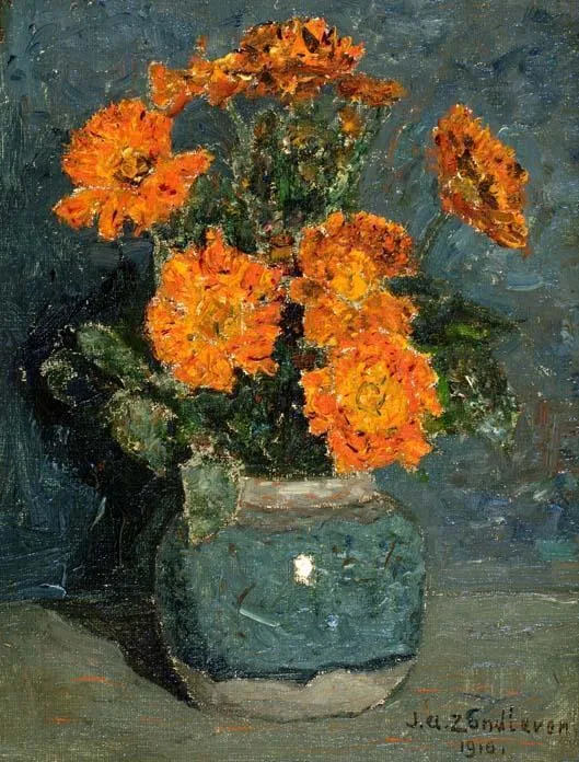 Gemberpot met goudsbloemen