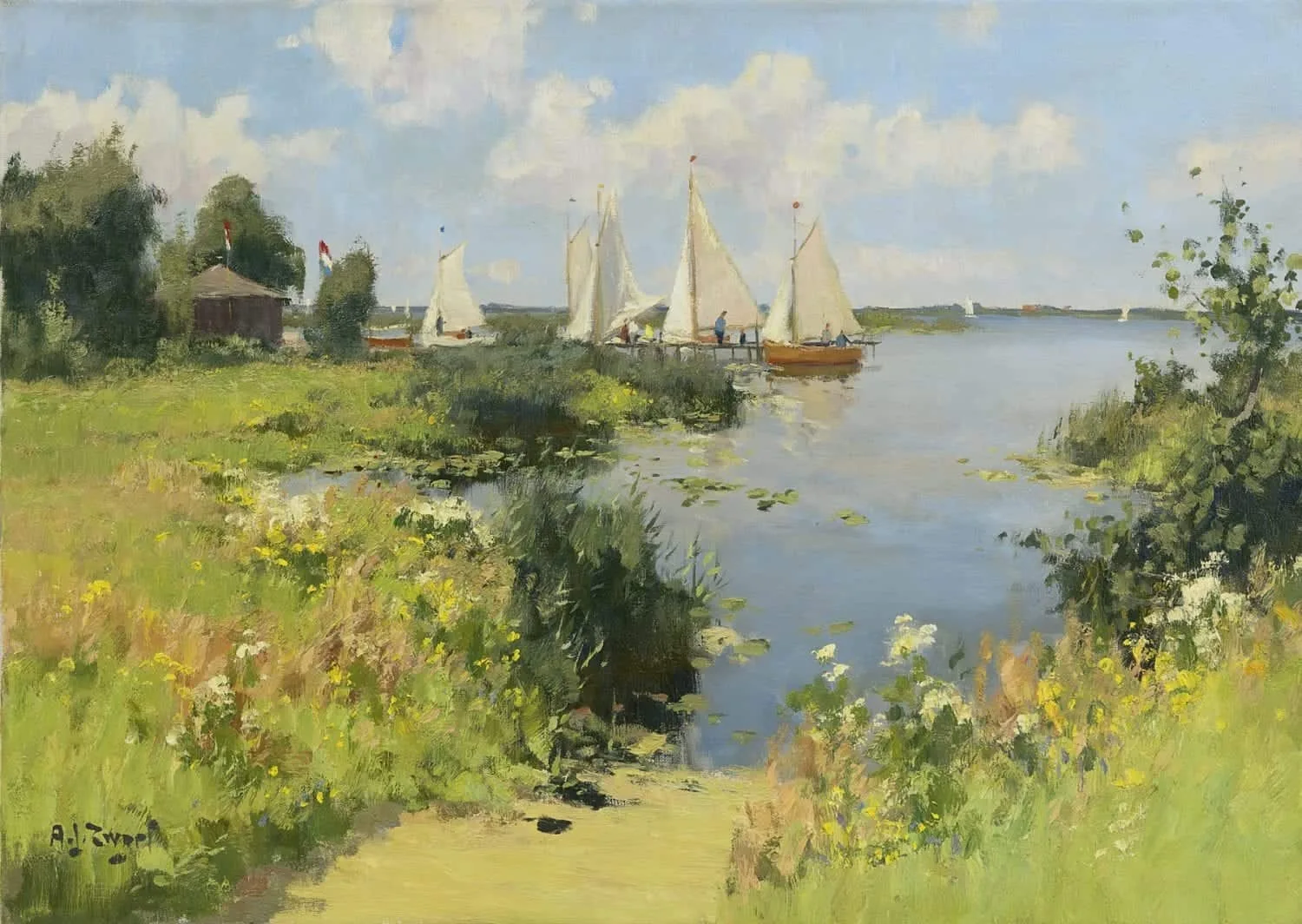 Arie Zwart: Zeilboten op het Kagermeer