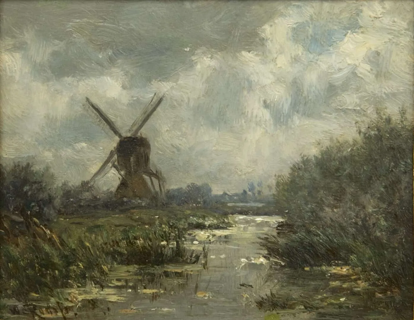 Willem Roelofs: Molen bij een poldervaart