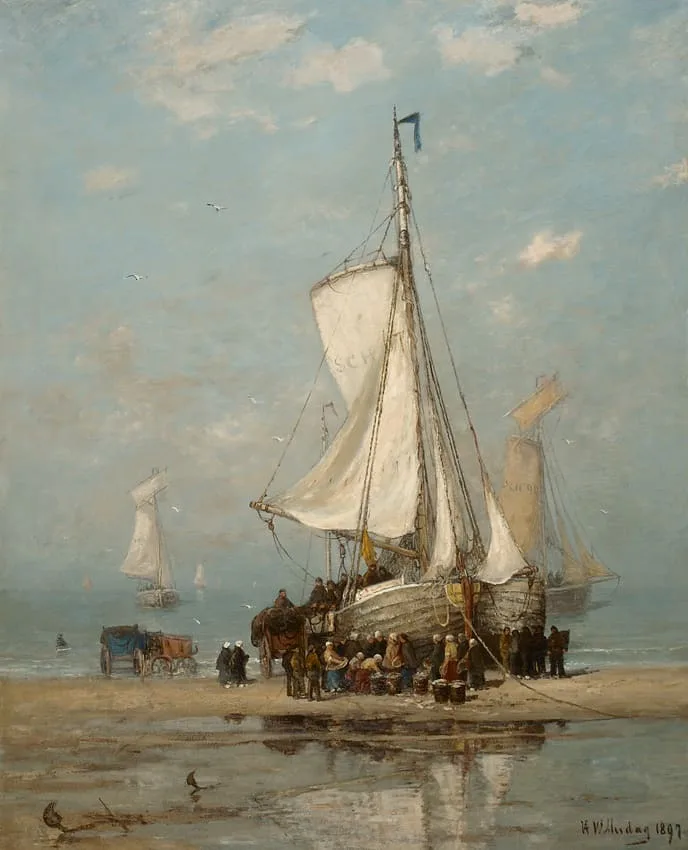 Hendrik Willem Mesdag: De verkoop van de visvangst op het strand van Scheveningen