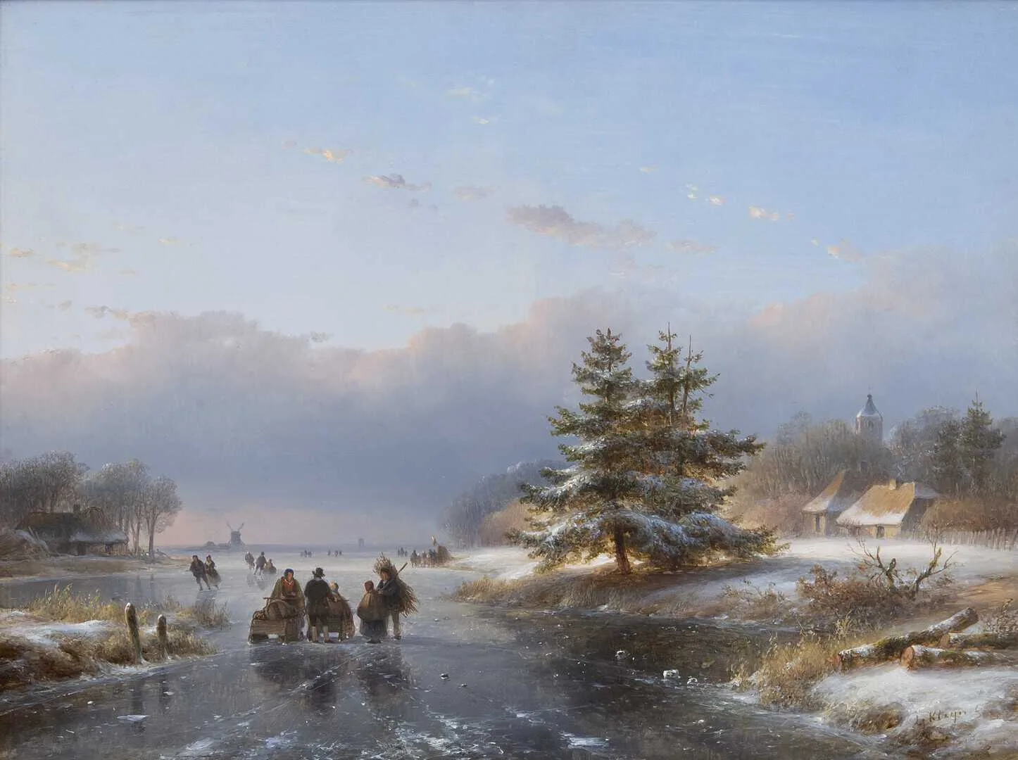 Lodewijk Johannes Kleijn: Winterlandschap met ijsvertier