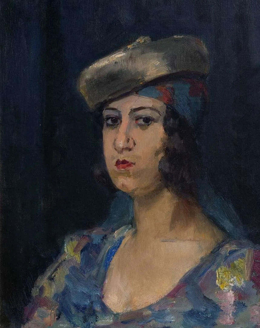 Isaac Israels: Dame met baret
