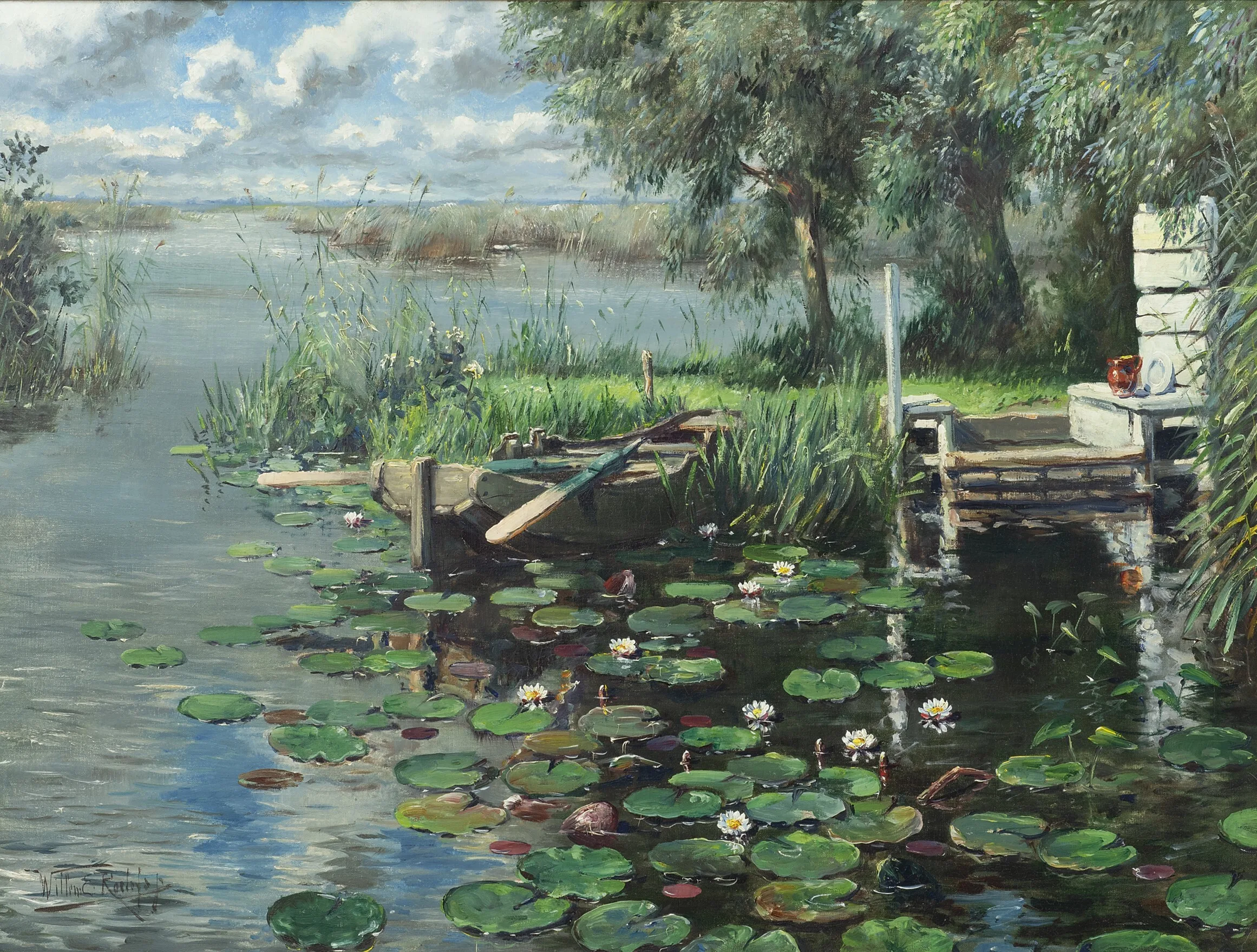 Willem Elisa Roelofs Plasgezicht met waterlelies