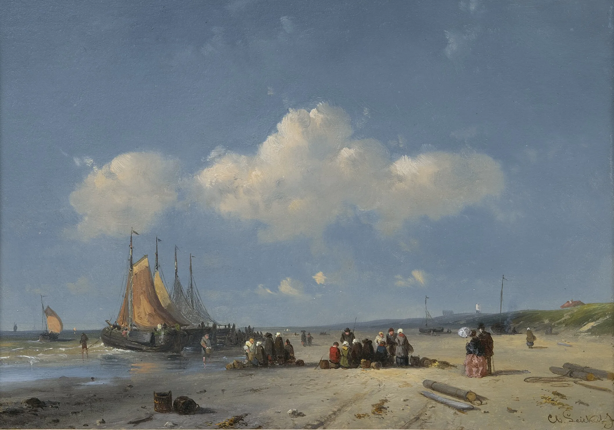 Charles Leickert: Visafslag op het strand