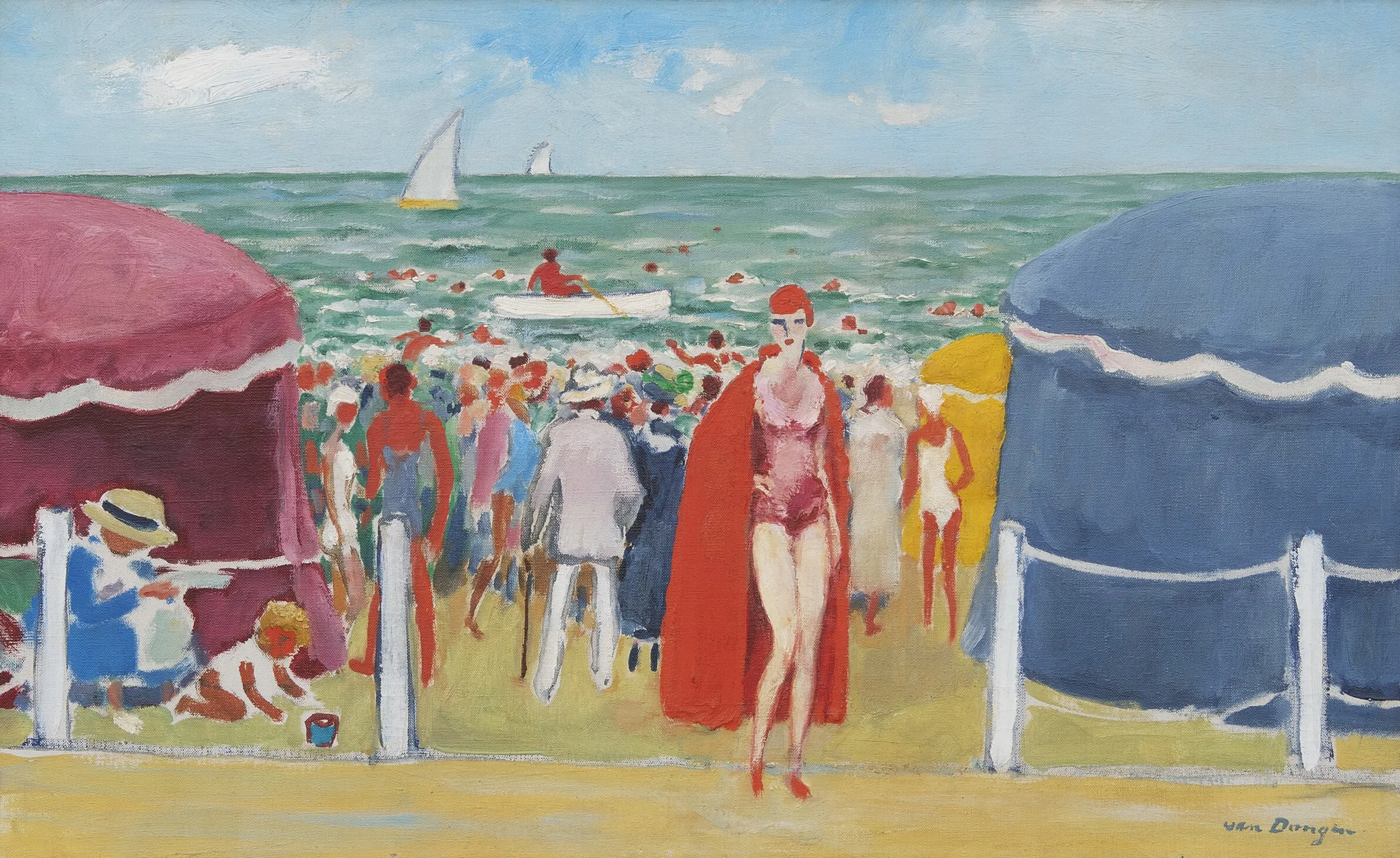 Kees van Dongen: Vertier op het strand van Deauville, Frankrijk