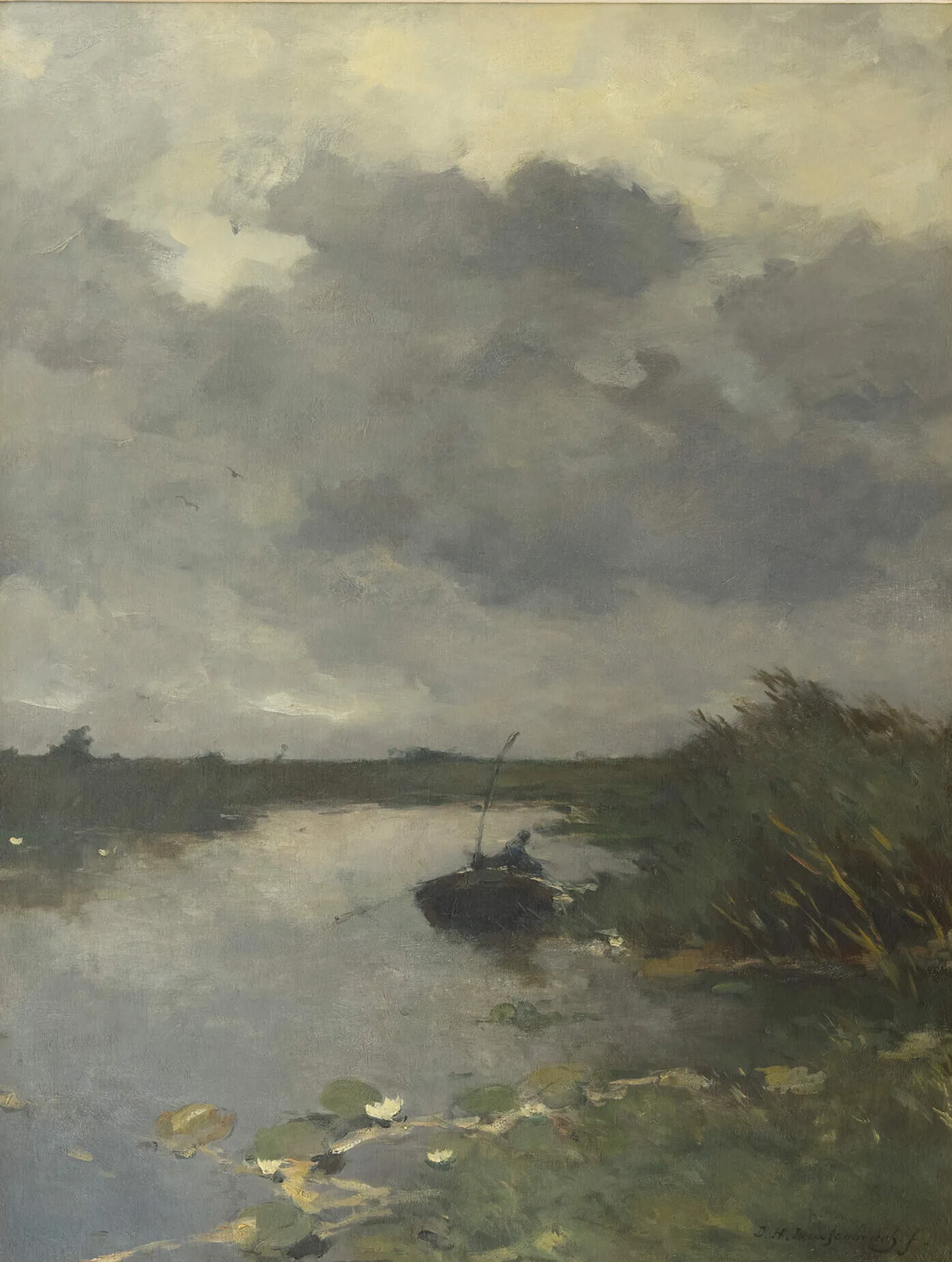 Hendrik Johannes Weissenbruch: Roeier in poldervaart