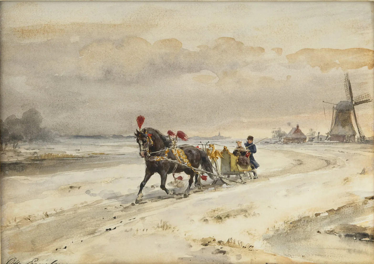 Otto Eerelman: Arrenslee in winters landschap