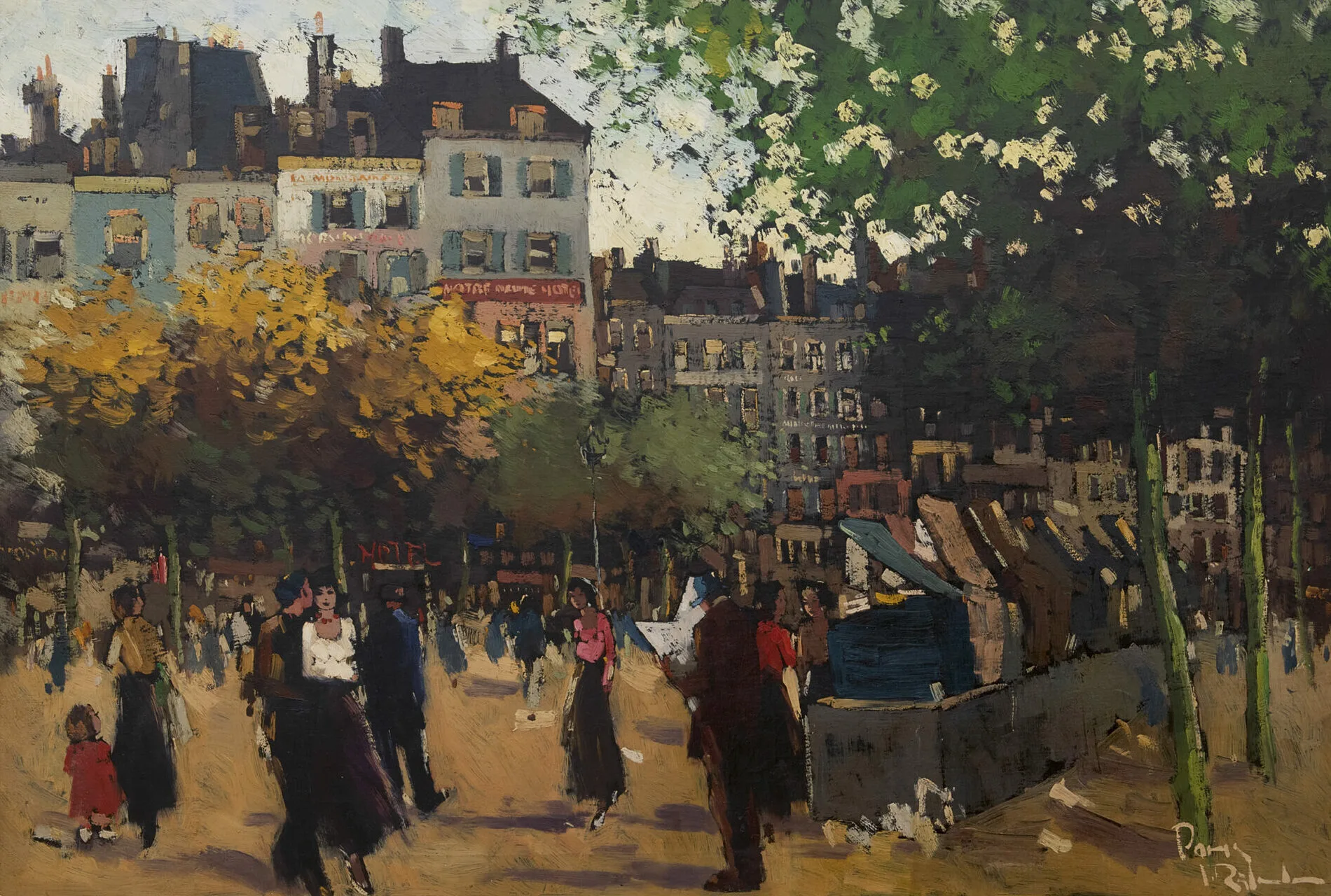 Jan Rijlaarsdam: Boekenmarkt op een plein in Parijs