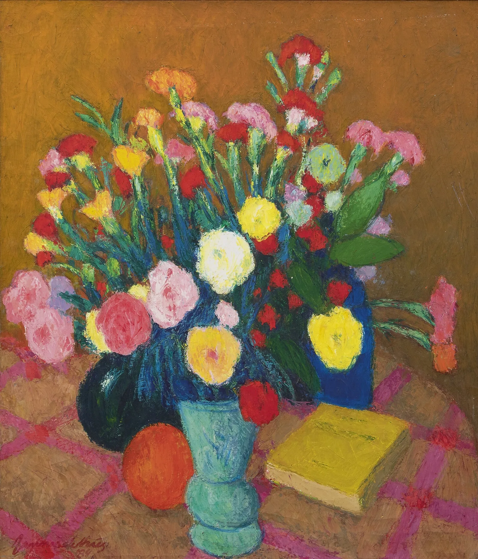 Jannes de Vries: Kleurrijk bloemstilleven