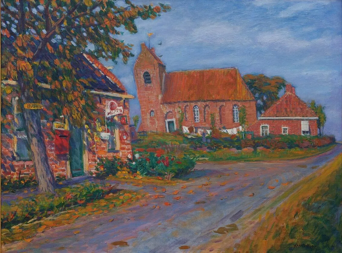 Johan Dijkstra: Het kerkje van Oostum nabij Garnwerd