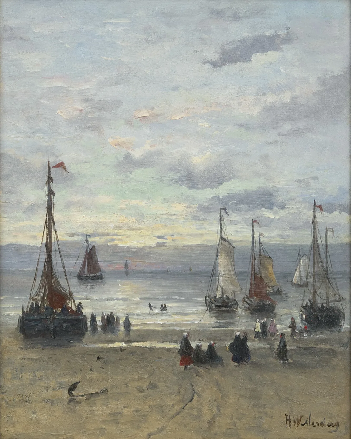 Hendrik Willem Mesdag: Bomschuiten aan de kust