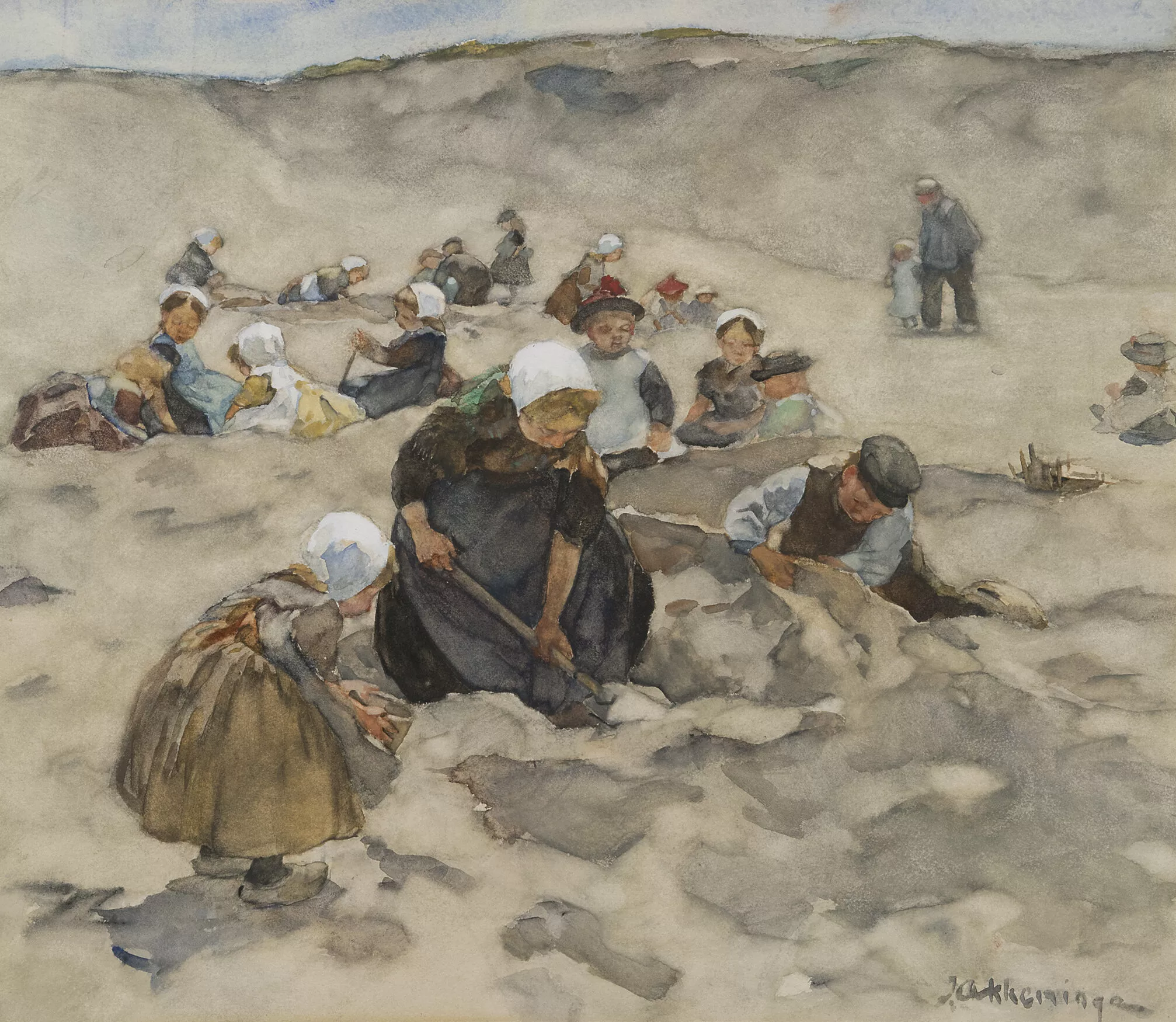 Johannes Evert Hendrik Akkeringa: Strandgezicht met spelende kinderen
