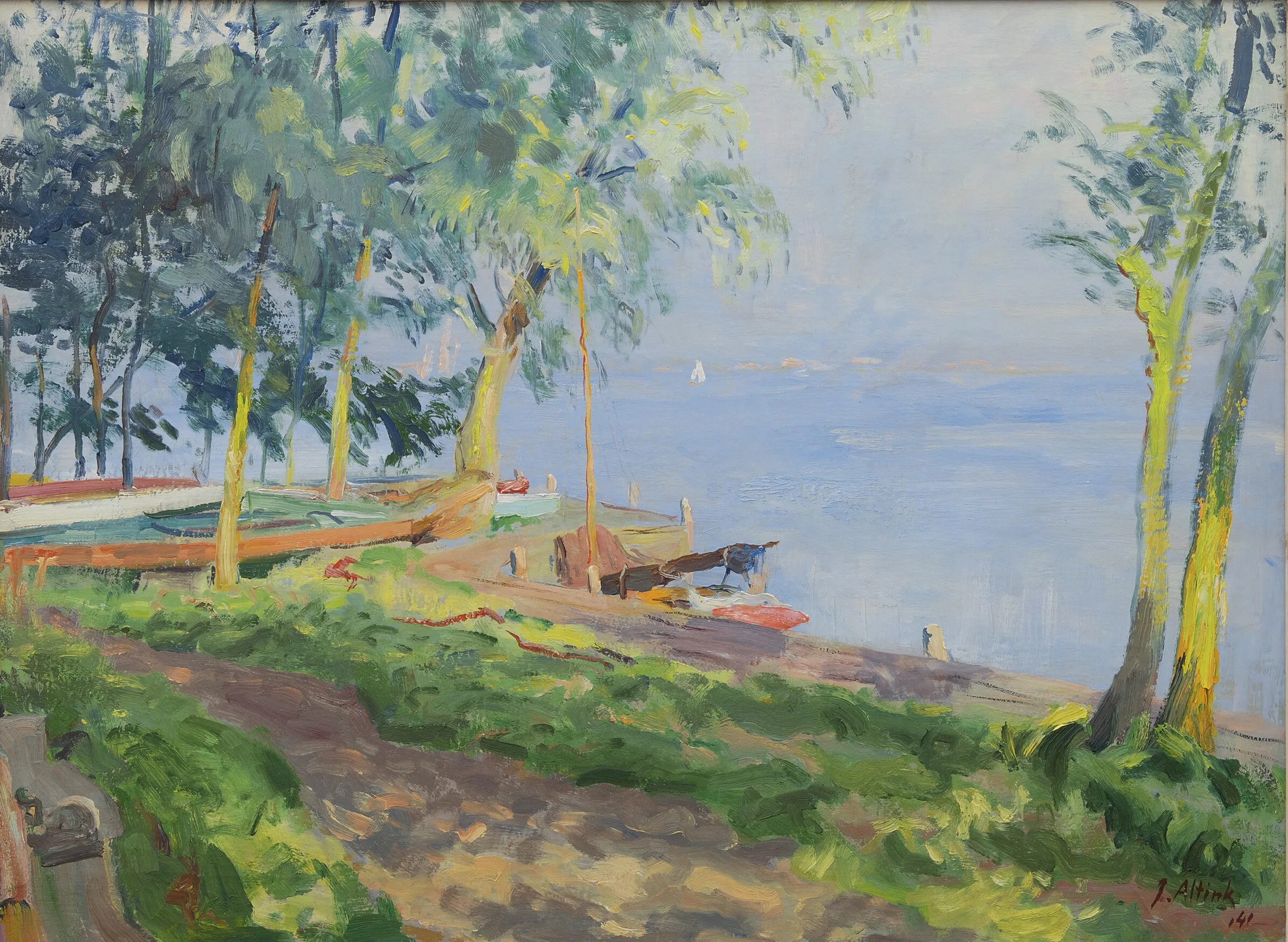 Jan Altink schilderij, Paterswoldsemeer, te koop bij Mark Smit Kunsthandel