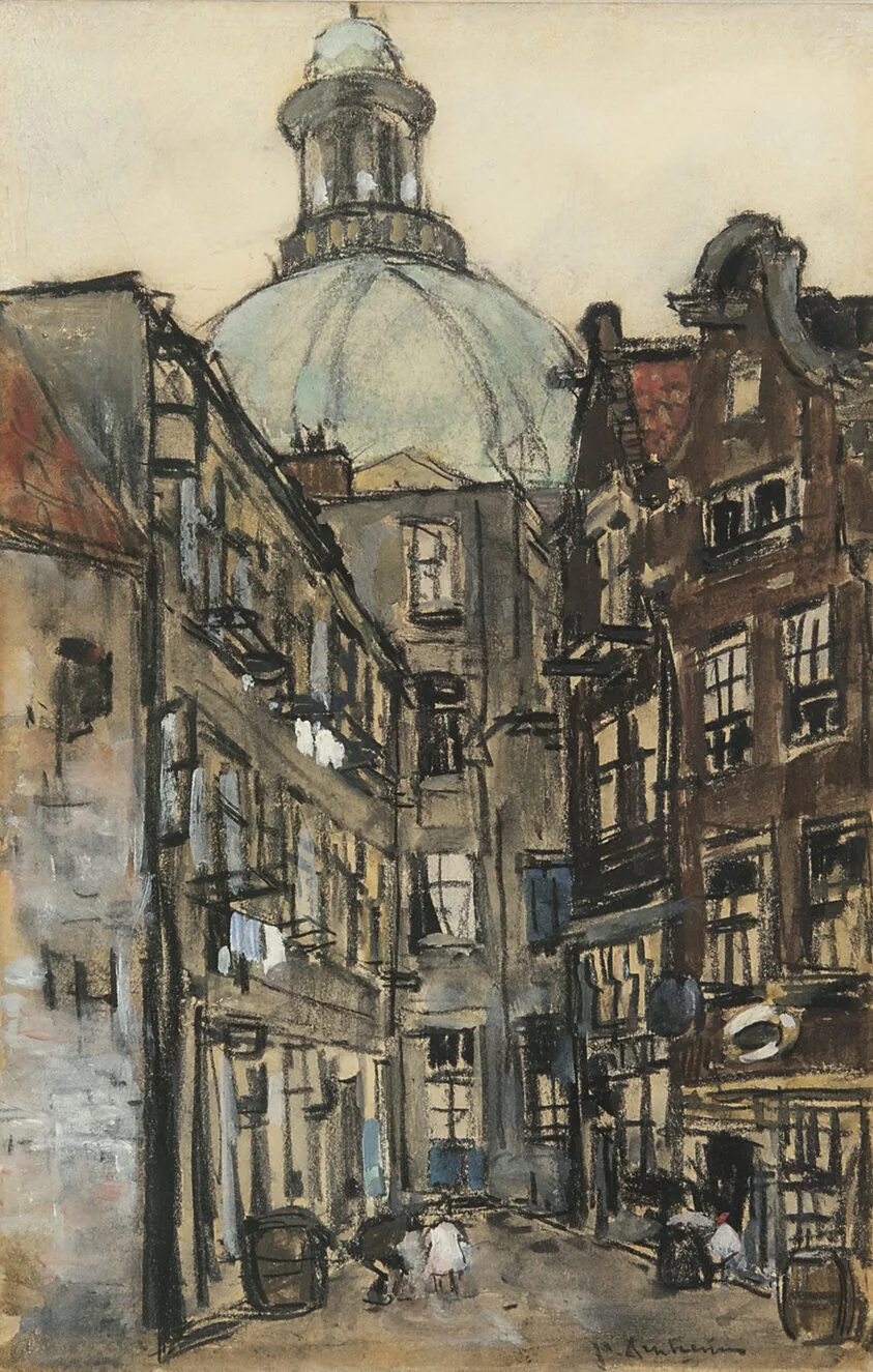 Te koop Floris Arntzenius bij Mark Smit Kunsthandel in Ommen.: De Ronde Lutherse Kerk in Amsterdam