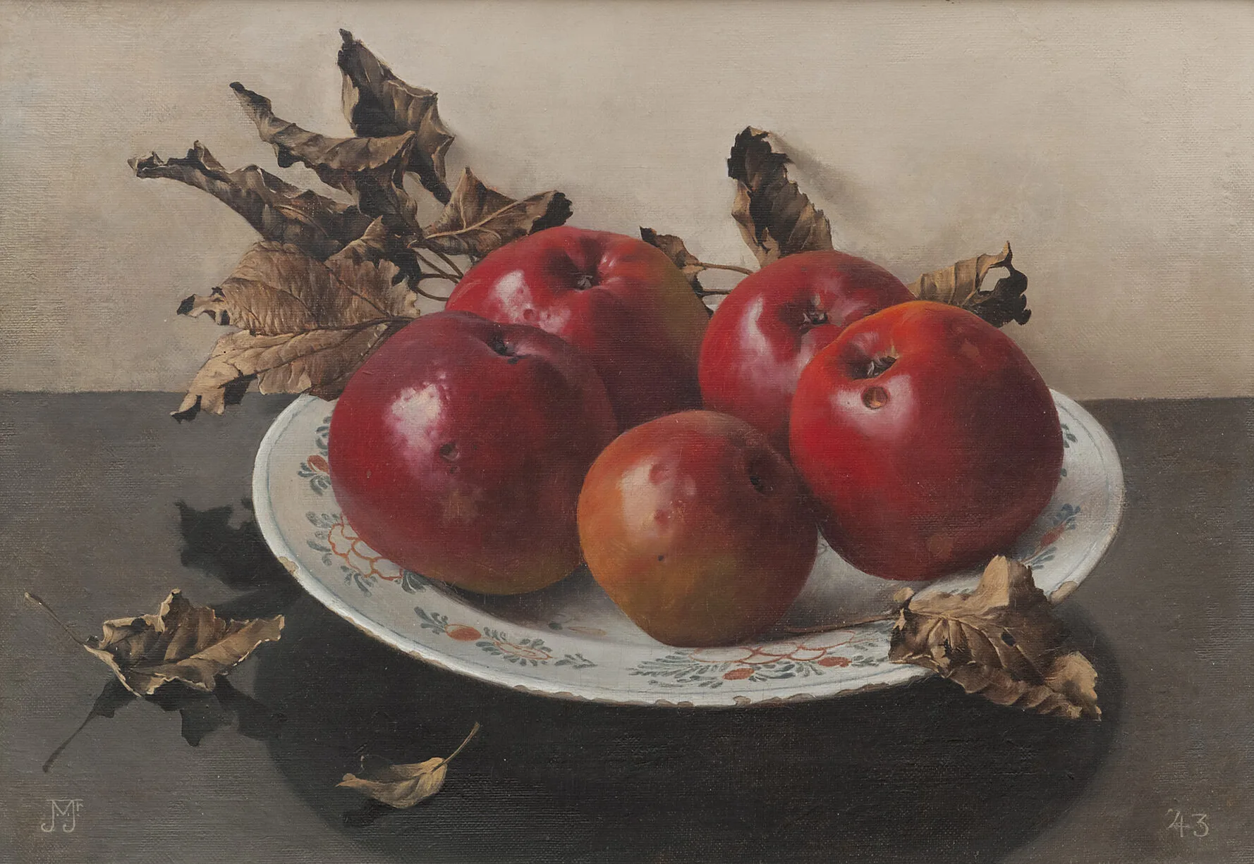 Jan Voerman junior schilderij te koop, Herfststilleven met appels